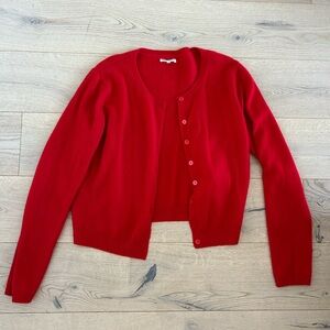 Red reformation cashmere cardigan